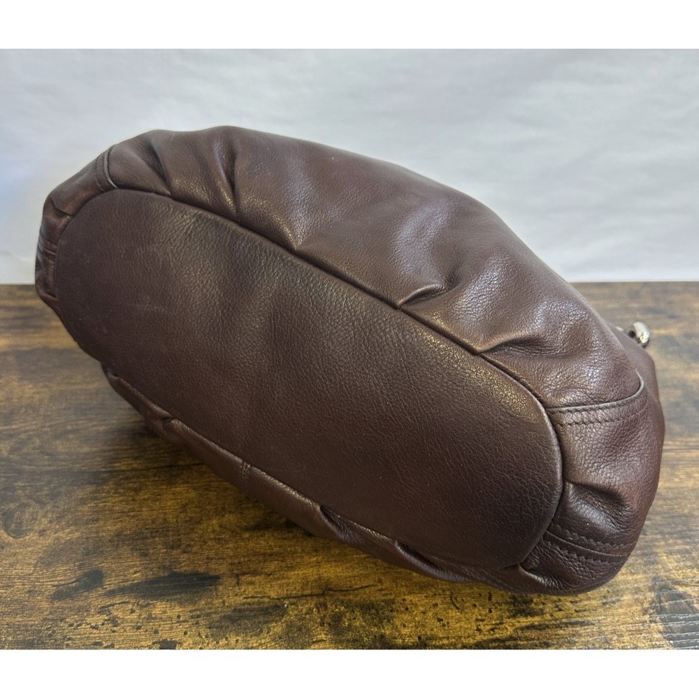 B. Makowsky Espresso Brown Pebbled Leather Hobo Bag Silver Hardware Western Boho - Picture 9 of 16
